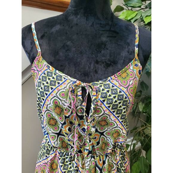 Runway Story Women's Multicolor Polyester Scoop Neck Strappy Long Maxi Dress M - Picture 5 of 10